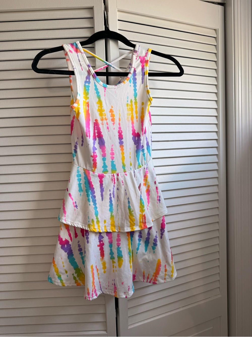 Pixie Lane white rainbow splatter tie dye dress size 8